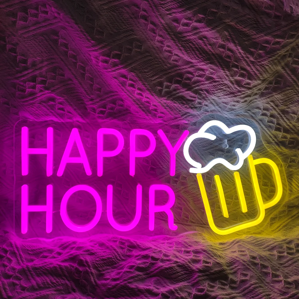 

Неоновая вывеска Happy Hour для бара, клуба, спальни, настенные неоновые вывески для отеля, паба, кафе, свадьбы, дня рождения