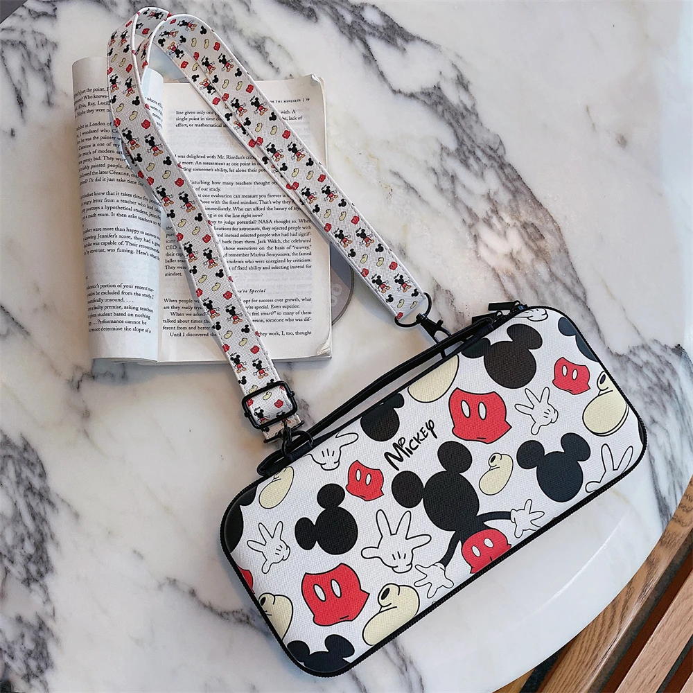 Carrying Case For Nintendo Switch NS Oled Protective Portable Travel Pouch Storage Bag with Lanyard Mickey Minnie Cinnamoroll