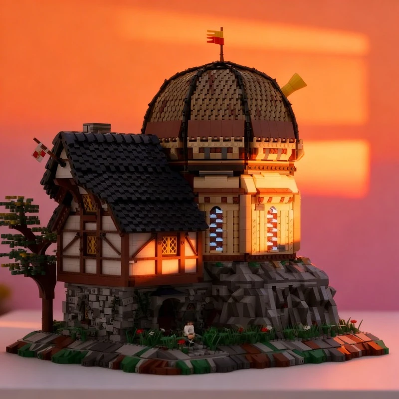 

8797 деталей MOC: Модульная модель средневекового замка-обсерватории, конструктор, игрушка, подарок, креативный коллекционный предмет для демонстрации, премиум-класс для взрослых