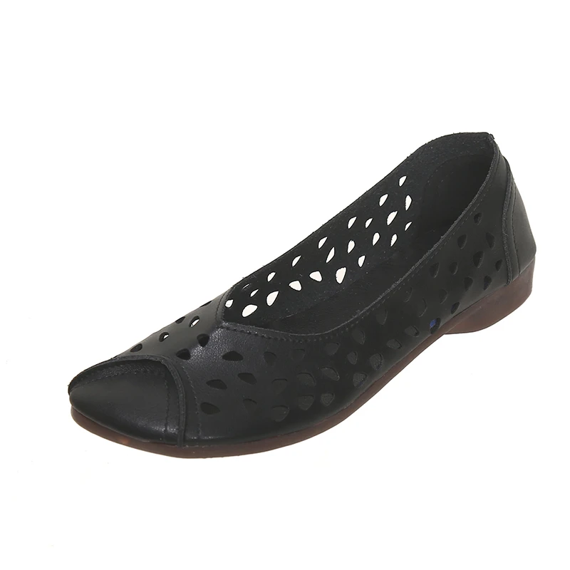 Zapatos planos transpirables de suela suave para mujer, mocasines huecos sin cordones, informales, superventas, otoño