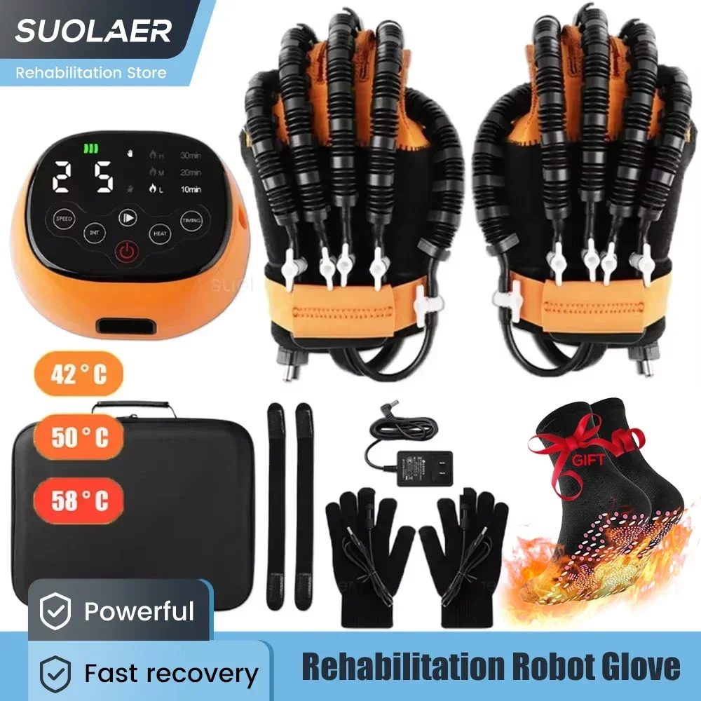 Heating Rehabilitation Equipment Hemiplegia Robot Gloves Finger Trainer Stroke Hand Training Equipment with Self-heating Socks