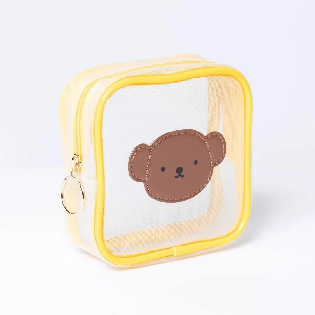 Miffy Cute Storage Bag Cartoon Mesh Translucent Travel Cosmetic Square Girl Portable Large Capacity Wash Box Kawaii Jewelry Gift