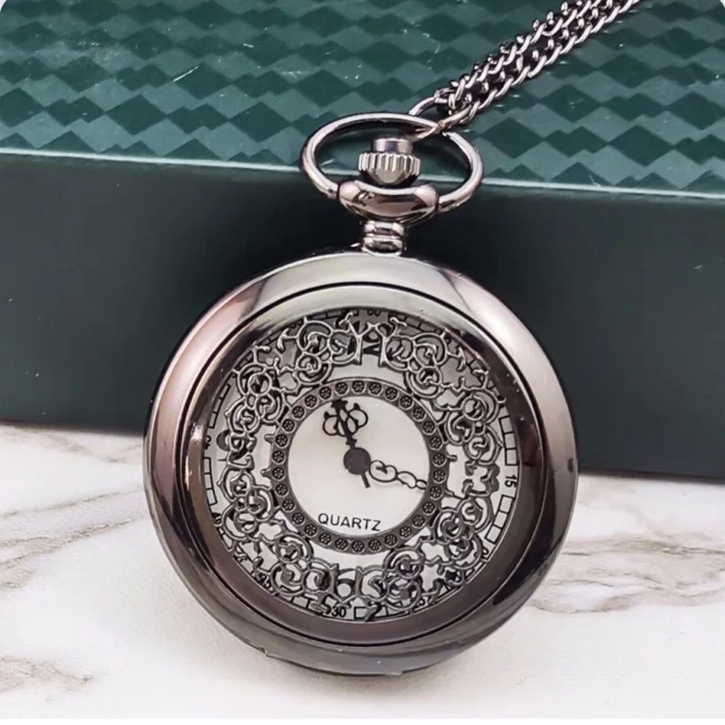 جوفاء كثيفة زهرة خمر ساعة الجيب حلم السماء المرصعة بالنجوم فليب مؤشر كوارتز ساعة الرجال والنساء الديكور قلادة كبيرة الرقبة