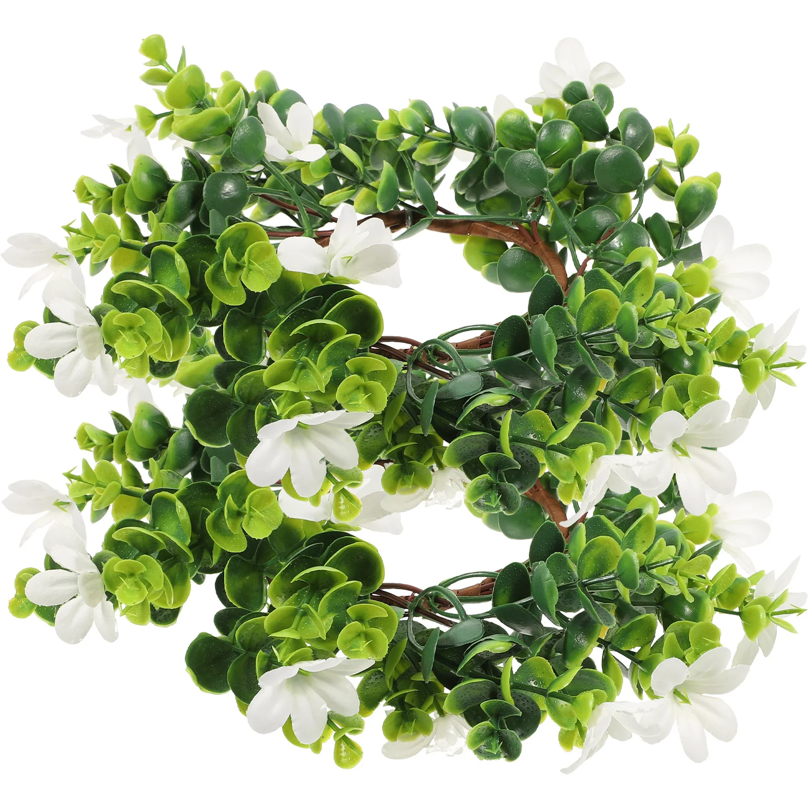 

2Pcs Artificial Leaf Rings Wreath Party Table Decor Wedding Valentine Christmas Rings for Pillars