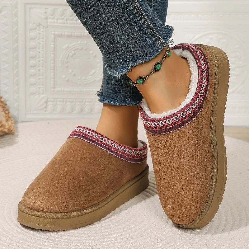 Women's Ankle Snow Boots Winter Fashion Home Platform Low Top Slippers Living Room Rug Shoes Women's Outdoor Warm Non Slip Boots