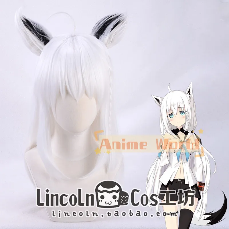 Hololive Shirakami Fubuki Cosplay Wig Halloween Carnival Party Props Synthetic Hair Heat Resistant Fiber + Wig Cap