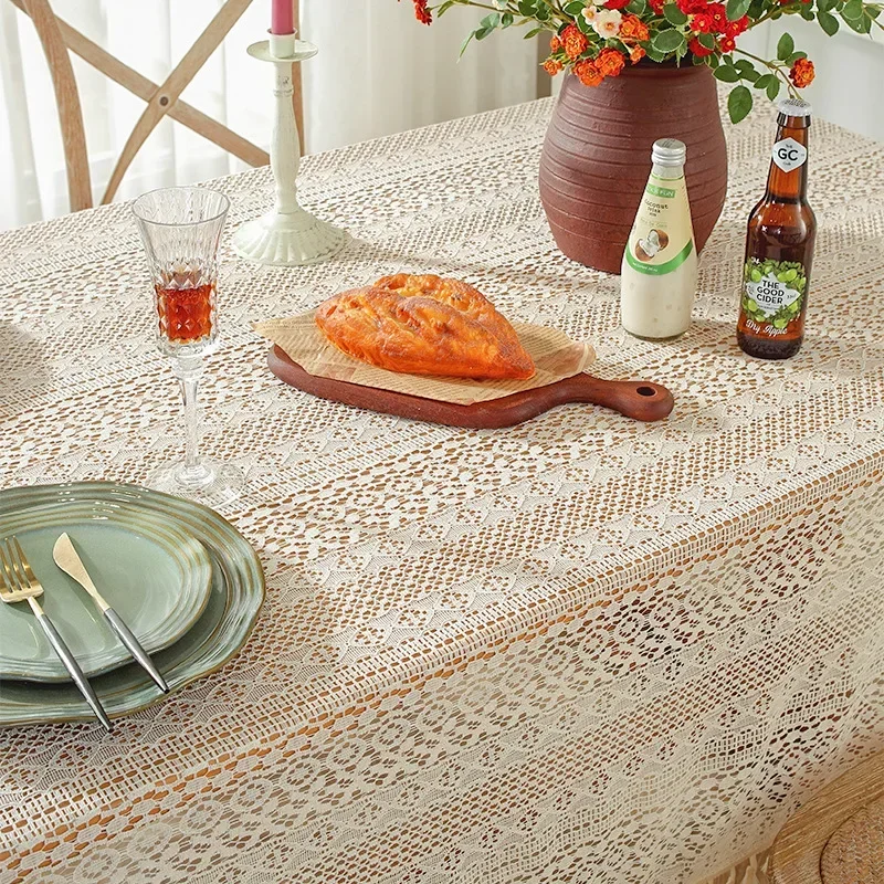 

Table Fabric Garden Crochet Tablecloth Woven Tablecloth Fringe Tablecloth Hollow Cotton Linen Placemat