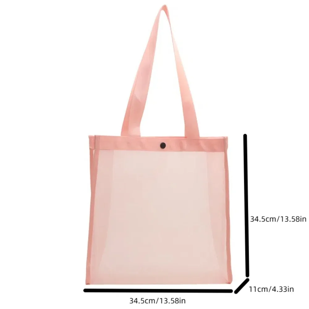 Nylon Mesh Beach Bag Magnetic Buckle Pockets Transparent Shoulder Bag Large Capacity Anti-lost Shower Handbag School