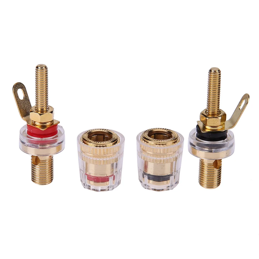 20-2PCS Brass Speaker Amplifier Binding Posts Terminals Crystal Transparent Terminal Sound Panel Speaker Base for Banana Plug