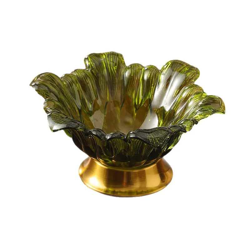 American light luxury crystal glass fruit plate European living room coffee table household flower fruit wrist snack plate creat