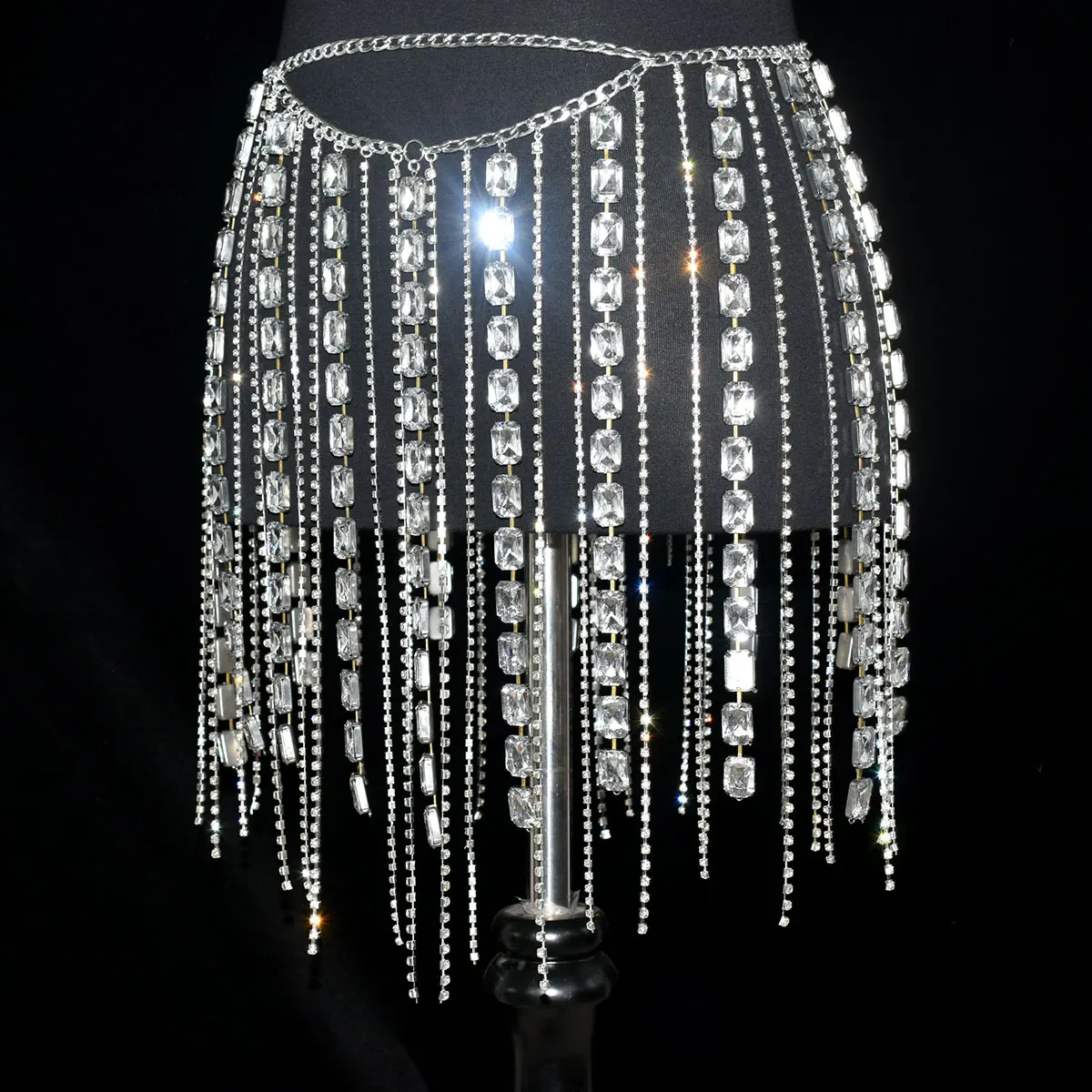 Festival Gifts Sexy Fashion Waist Chain For Lady Shiny Rhinestone Tassel Dress Body Jewelry Stage Performance Party Accessories