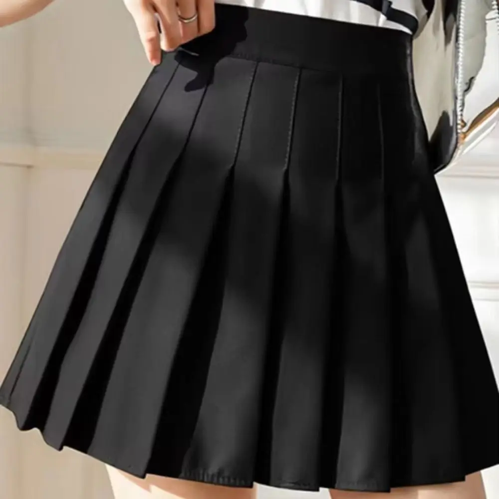 

New Preppy Style Pleated Skirt Solid color Plus Size A-Line Skirt Mini Skirt School Girl