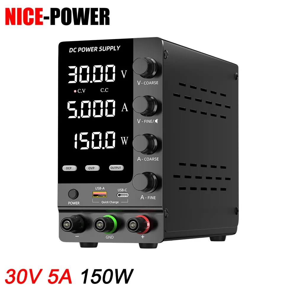 

KUAIQU SPS-C305S with OCP/OVP Protection Adjust le DC Power Supply 30V 5A 150W for versal Battery Recharge L oratory Text
