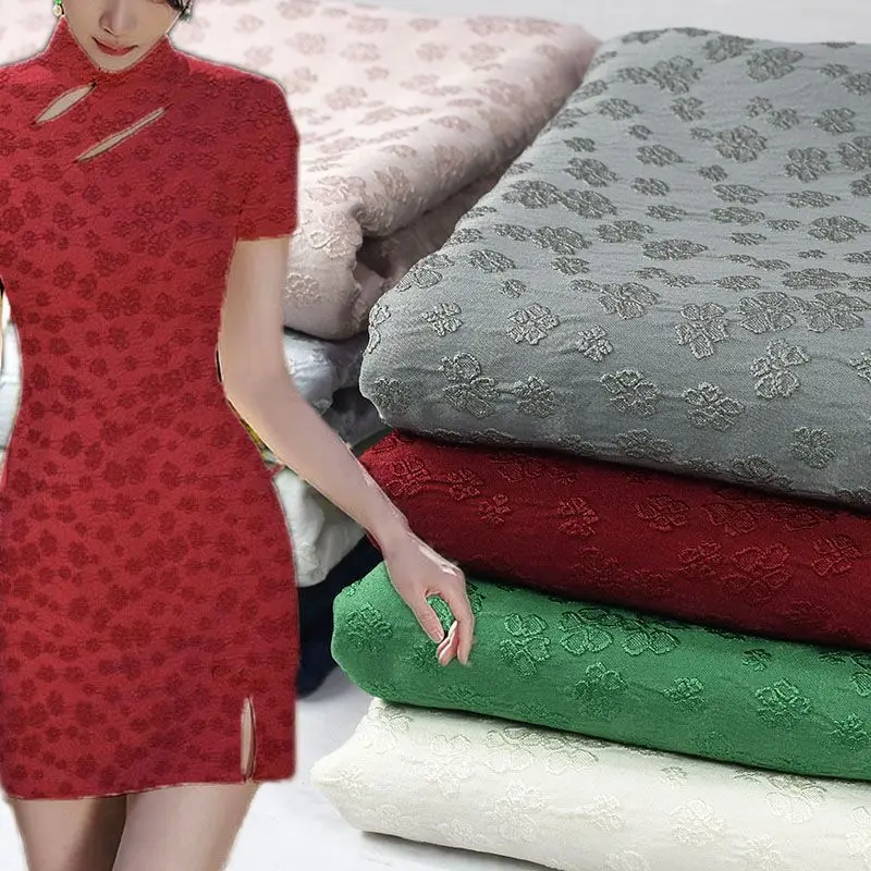 Micro Elastic Jacquard Fabric By Meters for Dresses Cheongsam Shirt Diy Sewing Summer Needlework Cloth Soft Anti-wrinkle Plain view 4