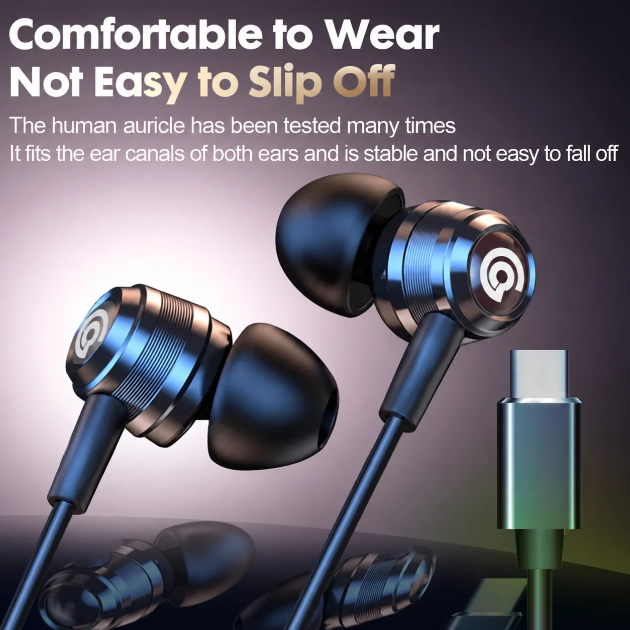 Słuchawki EARDECO HIFI 3.5mm i Type-C Przewodowe Słuchawki Douszne z Basem i Dźwiękiem Przestrzennym, Przewodowy Zestaw Słuchawkowy z Mikrofonem i Redukcją Szumów — zdjęcie produktu 4