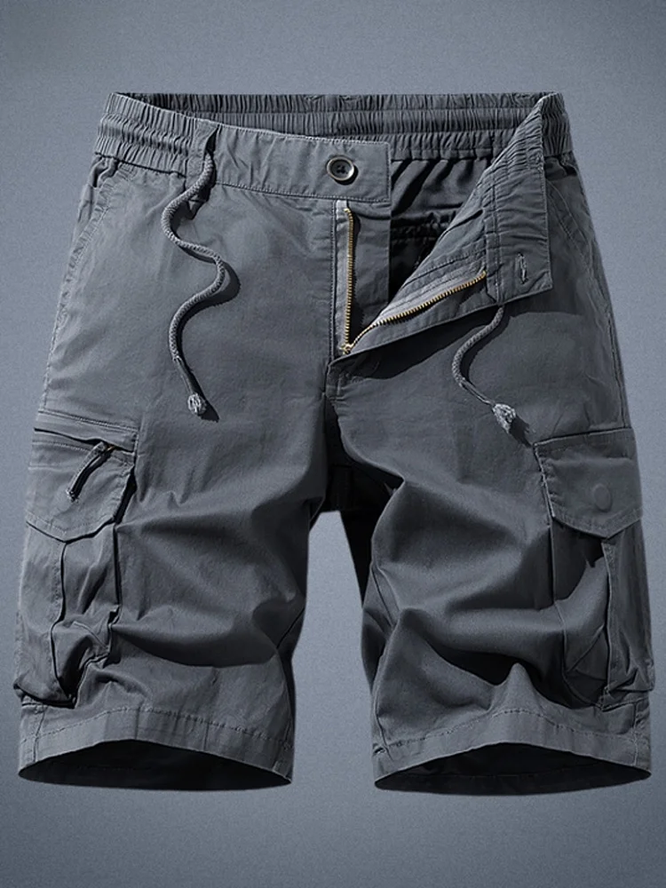 Men's Summer Workwear ort Pants Cotton Elastic Thin Five-Point Casual Straight Leg Pants Breathable Comfortable Lightweight