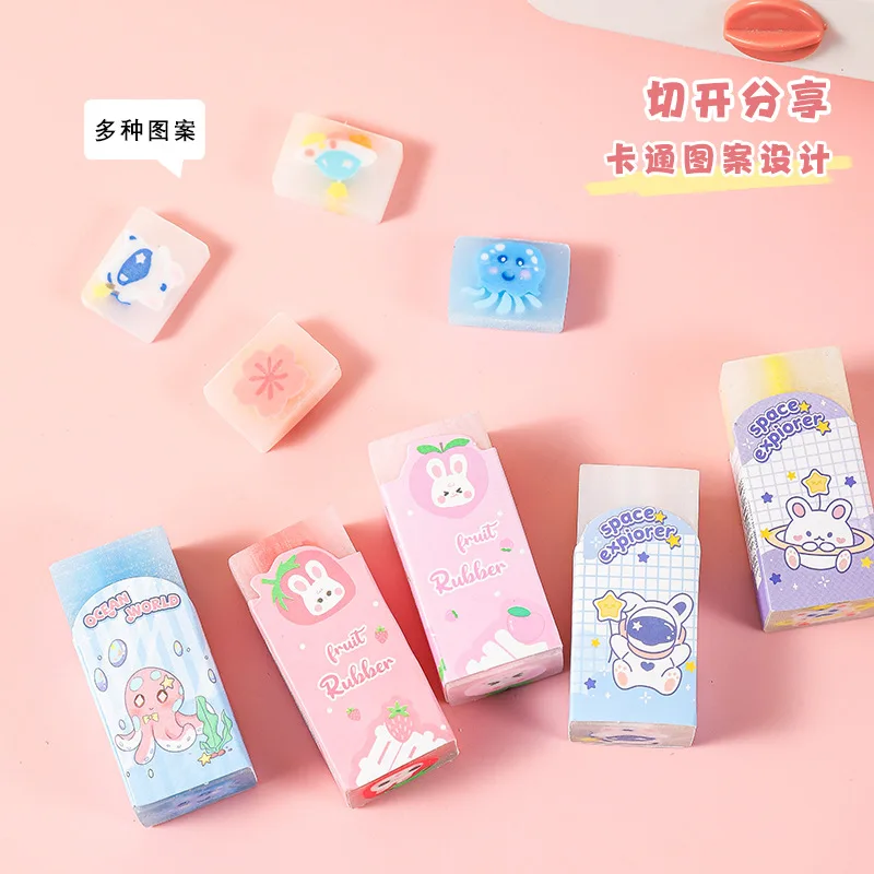 36pcs/lot Creative Flower Eraser Cute Writing Drawing Pencil Erasers Stationery Gifts School Supplies