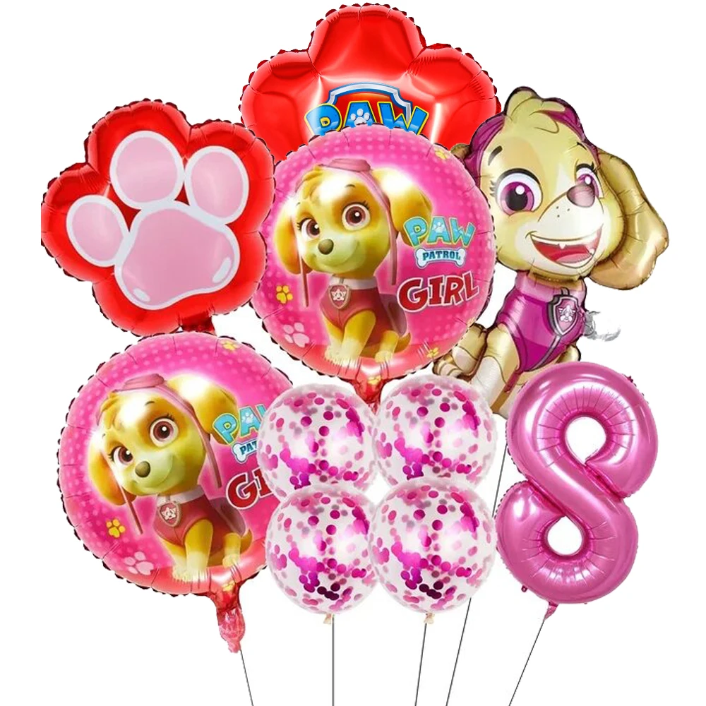 

10pcs Cartoon Paw Patrol Theme Foil Balloon Number Balloon Children Birthday Party Decoration Baby Gift Party Chase Skye Balloon