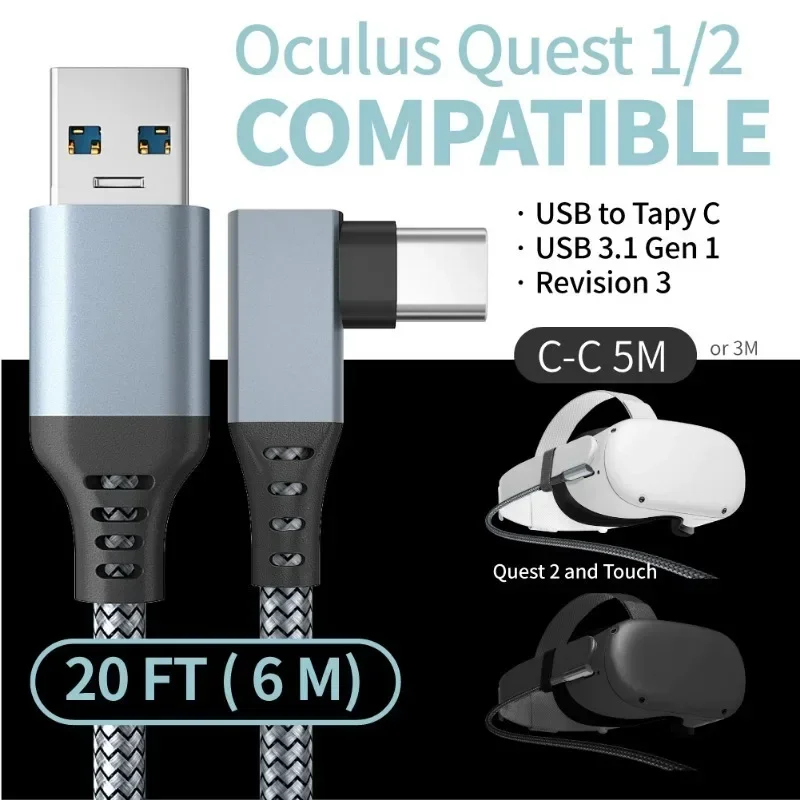 

Accessories For Oculus Quest2 Quest 2 Cable Link Smart 3D Virtual Reality VR Glasses USB A To Type C 3 5M Headset Oculis Helmet