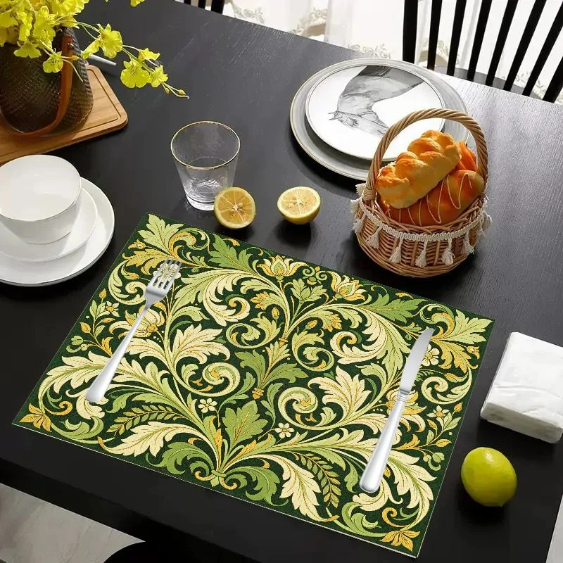 VIKAMA Pastel Plaid Gingham Linen Placemats Set of 6, Non-Slip Washable Heat Resistant Kitchen Table Mats