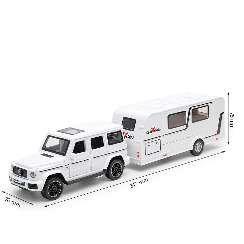 1:32 Benz G63 Cullinan Wrangler Trailer Alloy Model Car Toy Diecasts Metal Casting Sound and Light Car Toys For Children Vehicle