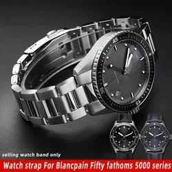 23mm Solid Precision Steel Curved Watch strap For Blancpain Fifty fathoms 5000 series stainless steel Bracelet men's Watch band