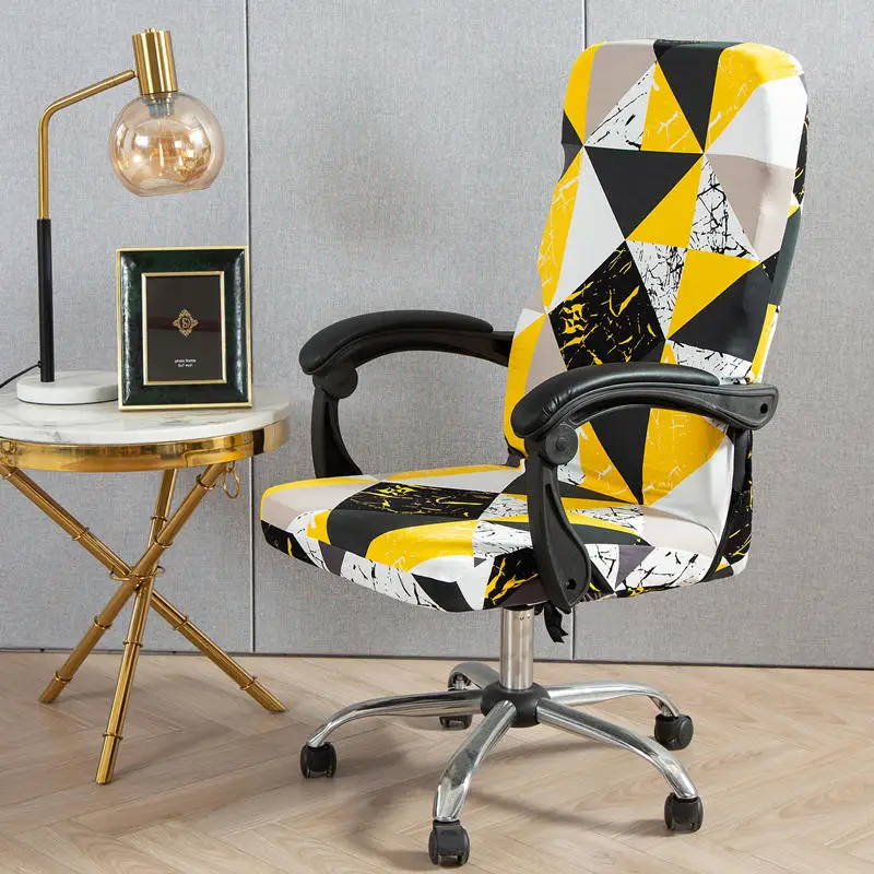 New Milk Silk Printing Stretchable Office Computer Chair Cover Removable Elastic Anti-dirty Rotating Zip Tie Stool Case M/L