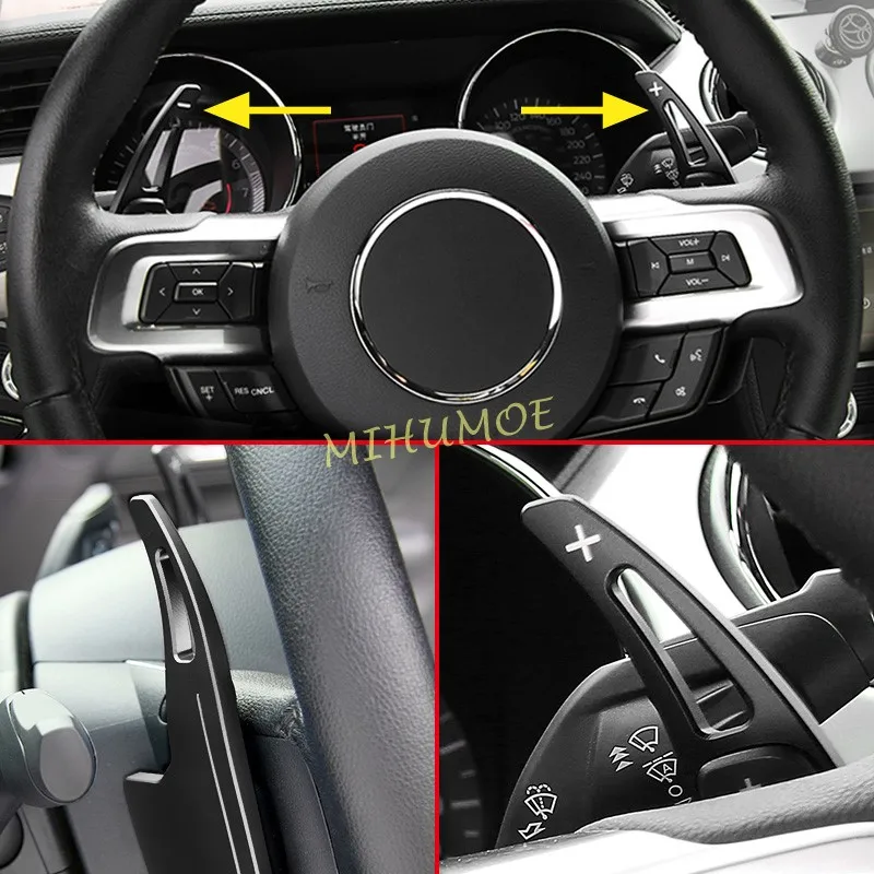 For Ford Mustang 2015-2023 Aluminum Steering Wheel Paddle Shifter Extension Shift Stylish Accessories Black