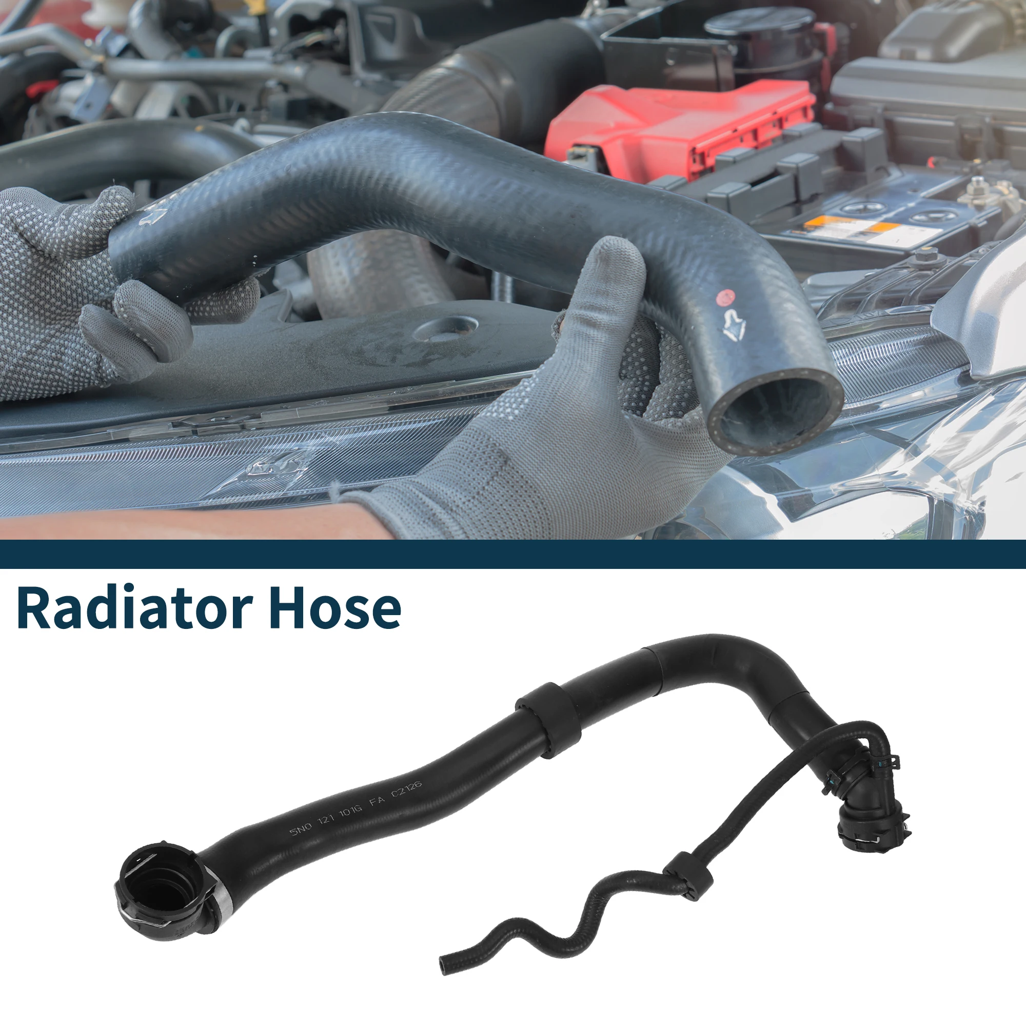 

UXCELL Radiator Hose Heater Hose No.5N0121101G for Volkswagen Tiguan 2.0L 2009-2017 Black Rubber 1 Pc Coolant Pipe Good Sealing