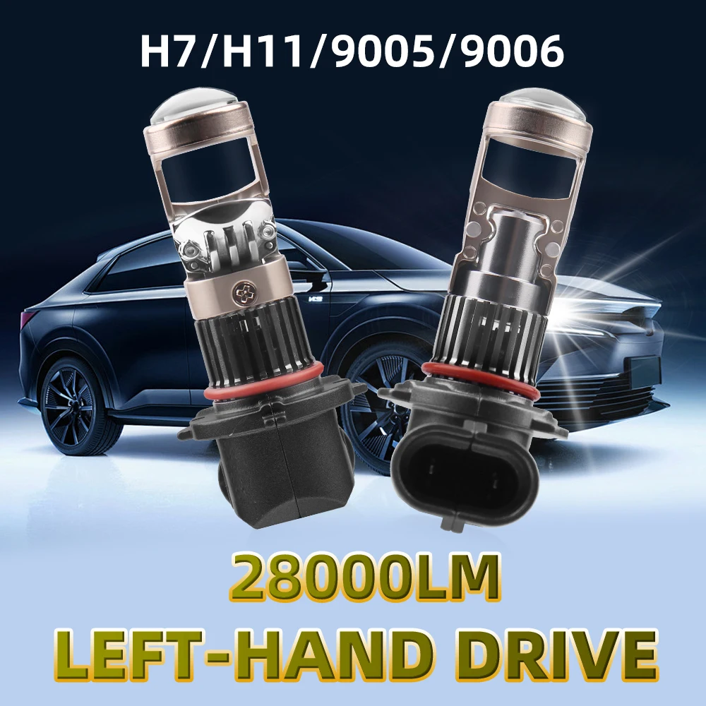 

28000LM H11 H7 LED Projector Lens 9005 HB3 9006 HB4 Auto Headlight LHD Bulb Plug And Play 6000K 12V CSP Chip with Cooling Fan