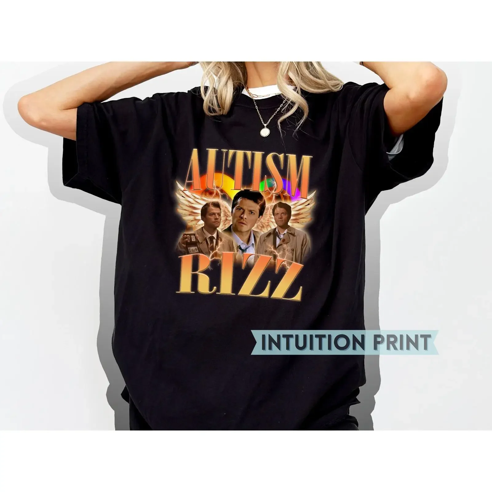 Autism Rizz Castiel Vintage T Shirt Design Supernatural Fan Destiel Misha Collins vintage Washed Stretched designer clothes