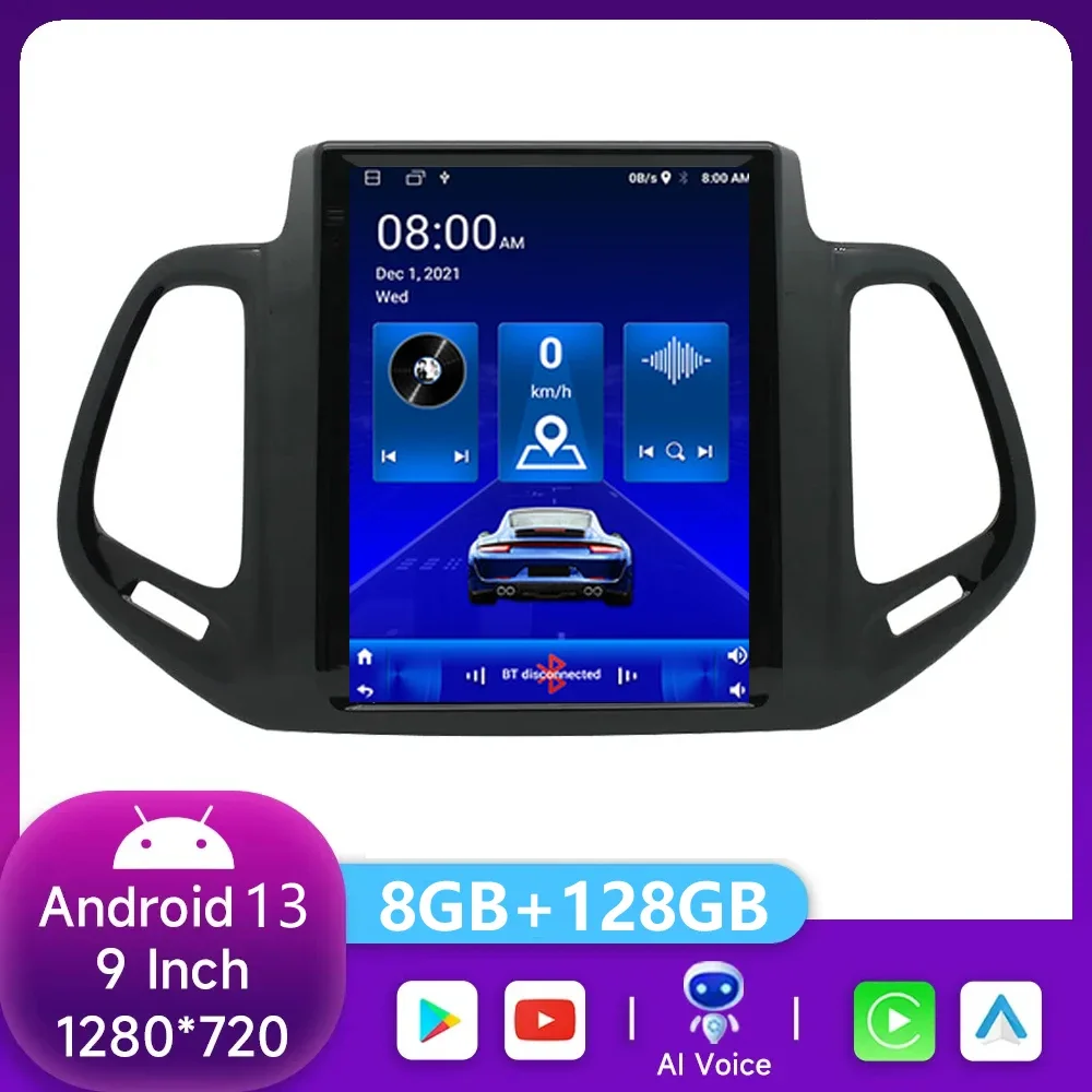 

For Tesla Style Screen Car Radio For Jeep Compass 2 MP 2017 - 2020 Android All-in-one Multimedia Player 2din GPS Navigation