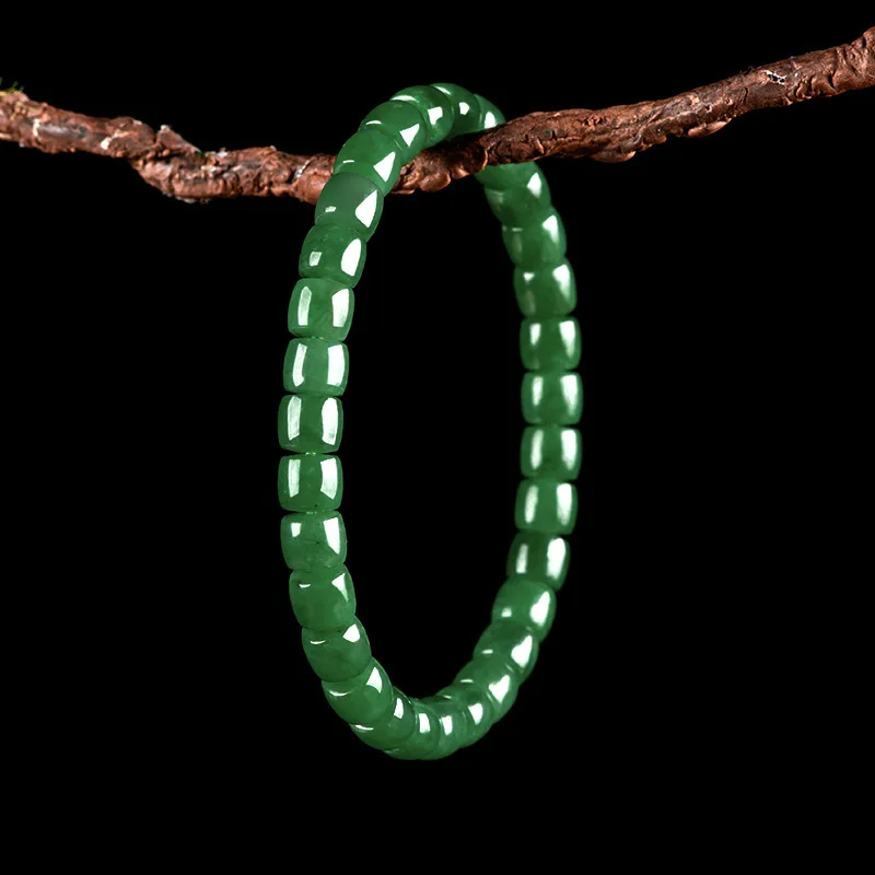 

Браслет из натурального старинного нефрита Хэтянь, цвет шпинатно-зеленый, унисекс.