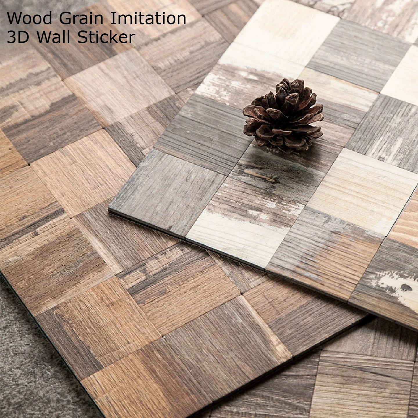 

3D Wood Grain Brick Imitation Solid Wood Wall Tiles, Retro Dining Room Living Bedroom Background Wall Self-adhesive Thick 3mm