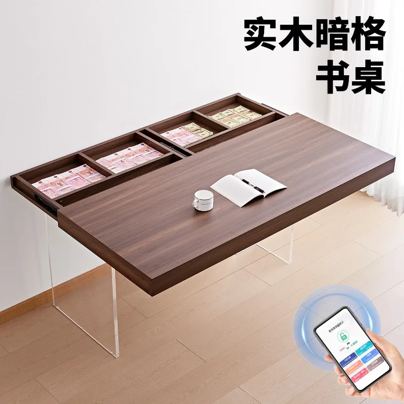 Solid wood hidden compartment mezzanine desk for home use, 2026 new adult office desk, modern, minimalist, eco-friendly, E0 grad