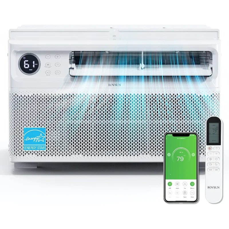 

Инверторный оконный кондиционер ROVSUN 8000 BTU с Wi-Fi, оконный блок переменного тока Energy-Star с дистанционным управлением и управлением через приложение, сверхтихий