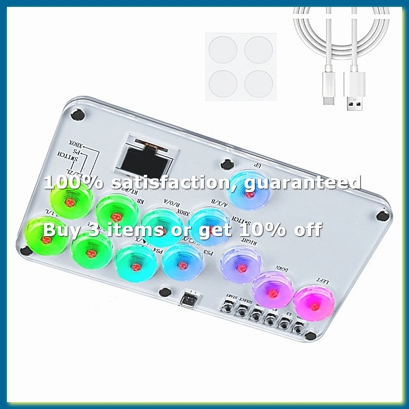 Fighting Stick Controller Colorful RGB Light Fighting Game Arcade Game Keyboard for PC Switch-DT30