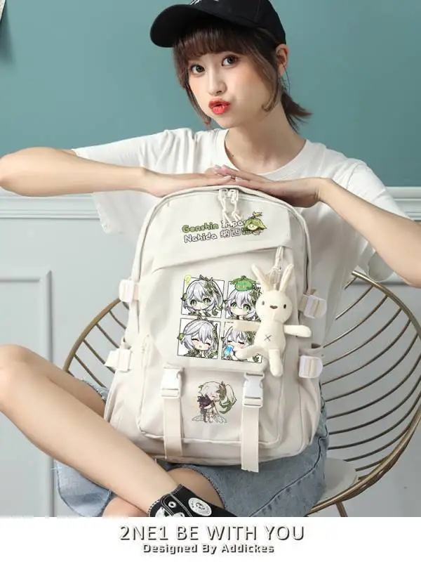 Impact Genshin Mercancía Venti Paimon Estudiante Bolso casual unisex Hu Tao Juego Fan Mochila Anine