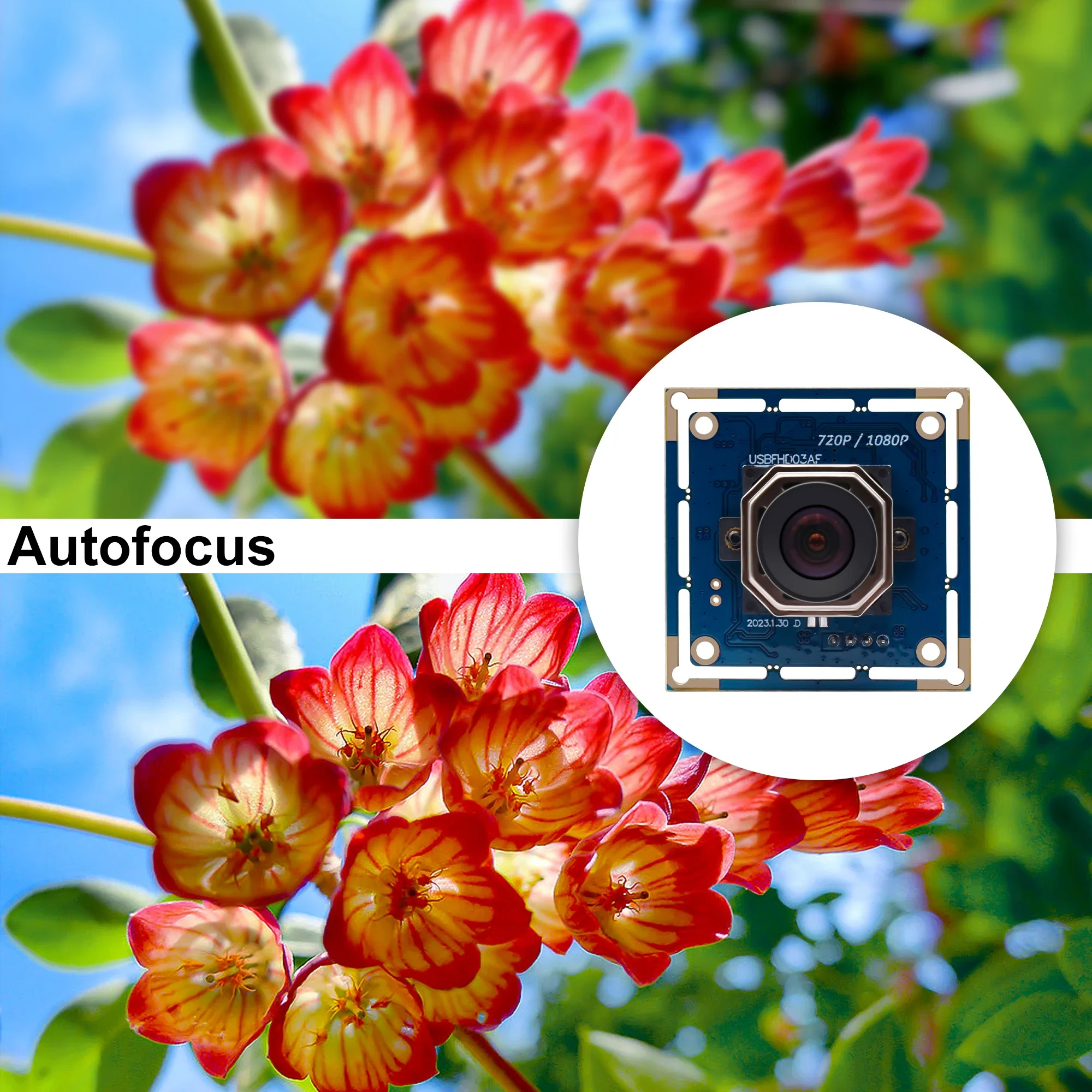 ELP HD 1080P 30fps Mini USB Webcam Autofocus Wide Angle No Distortion USB2.0 OTG for Monitoring, 3D Printer, Home Security