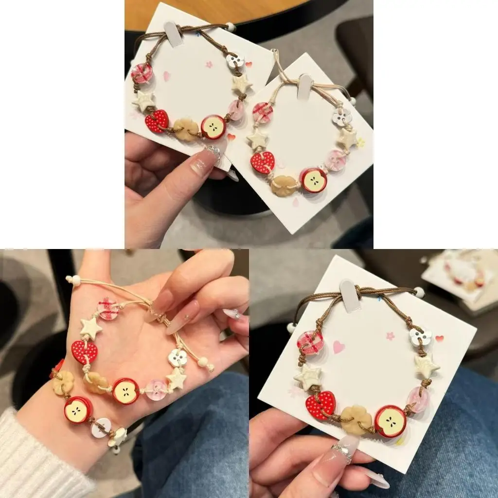 195C Fashionable Apples Bracelet for Teens Handmade with Sturdy Resin Materials Decoration for Everyday Elegant Charm