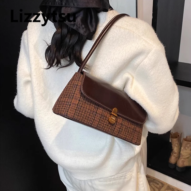 

Lizzytsu винтажная повседневная клетчатая сумка на плечо женская элегантная квадратная сумка корейские роскошные дизайнерские сумки уличная сумка