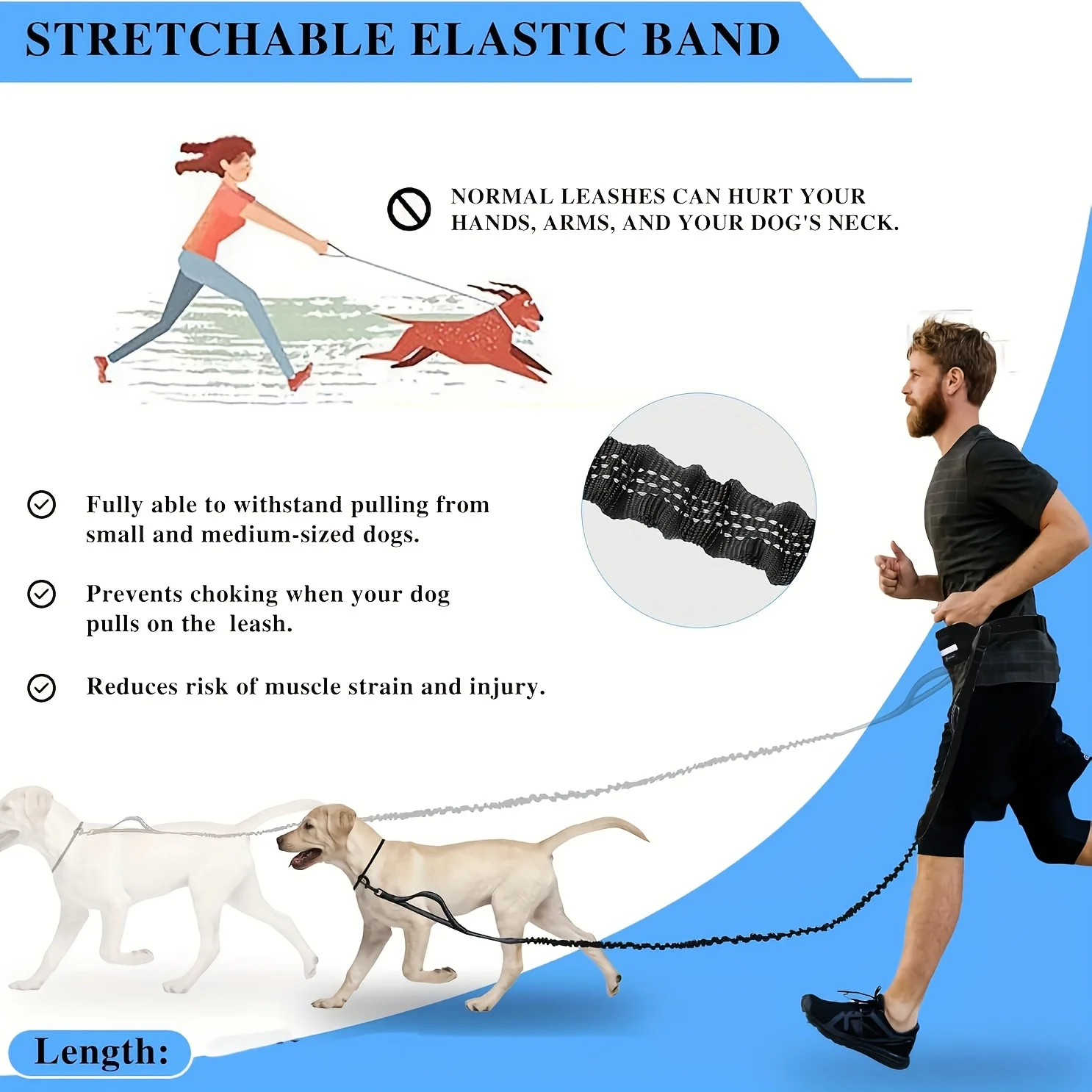 Hands-Free Reflective Dog Running Leash 2