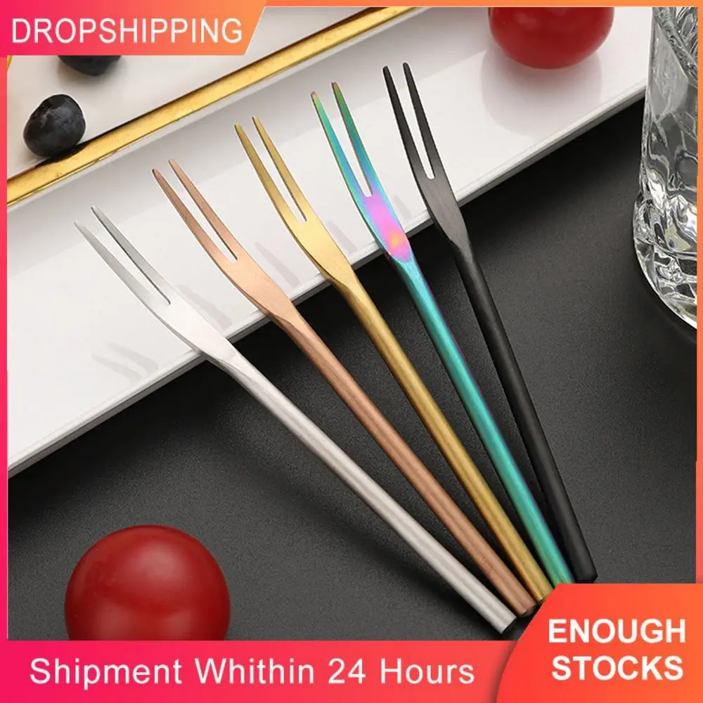 304 Stainless Steel Fruit Forks 13/16/22cm Long Handle Portable Cocktail Salad Fruit Toothpick Food Fruit Fork Picks For Cake