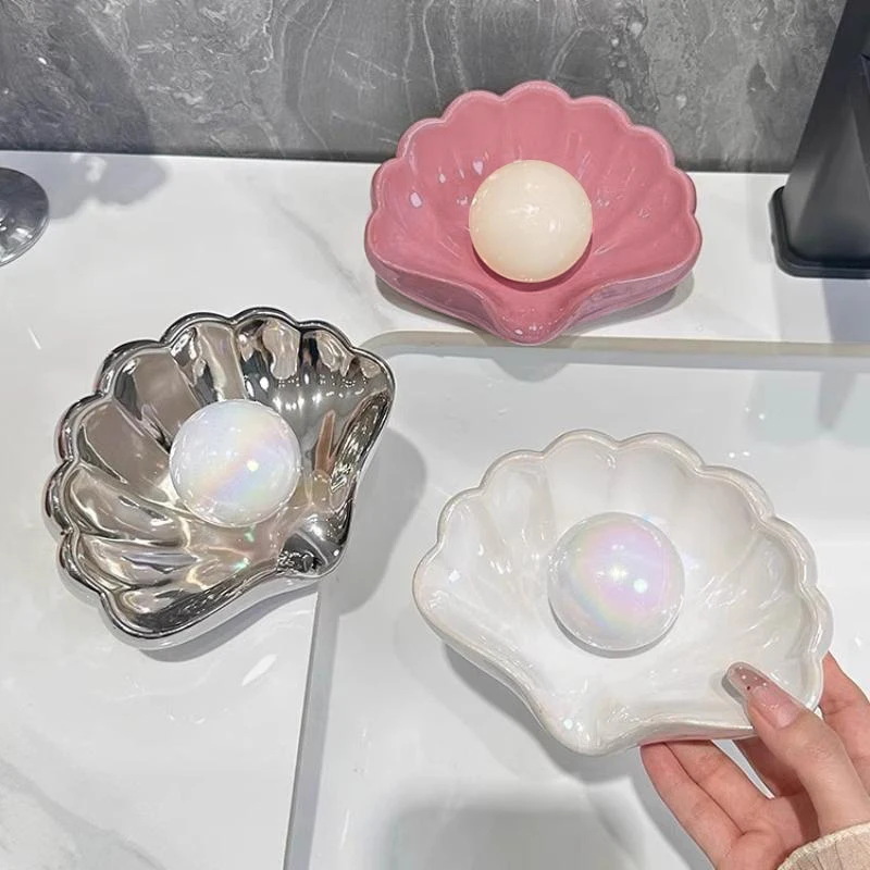 1/2PC Shell Shape Drain Soap Dish Holder Creative Home Soap Dishes Jewelry Boxes Storage Box Bathroom Accessories-New