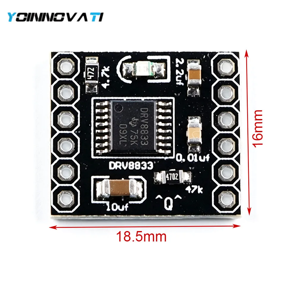 YT Dual H-Bridge 2-Channel DC Motor Driver Module, 1.5A Compact Size, DRV8833 Compatible, for Arduino Smart Car Robot