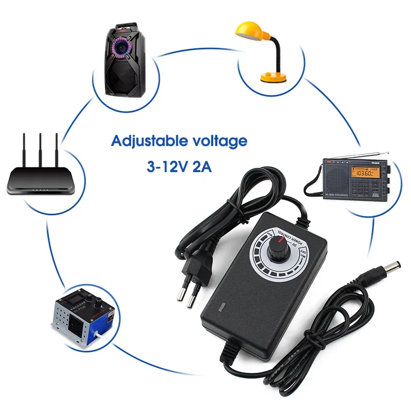 Adjustable AC/DC 3-12V 2A EU US Plug No Display Switching Regulated LED Power Supply Converter For LED Strip