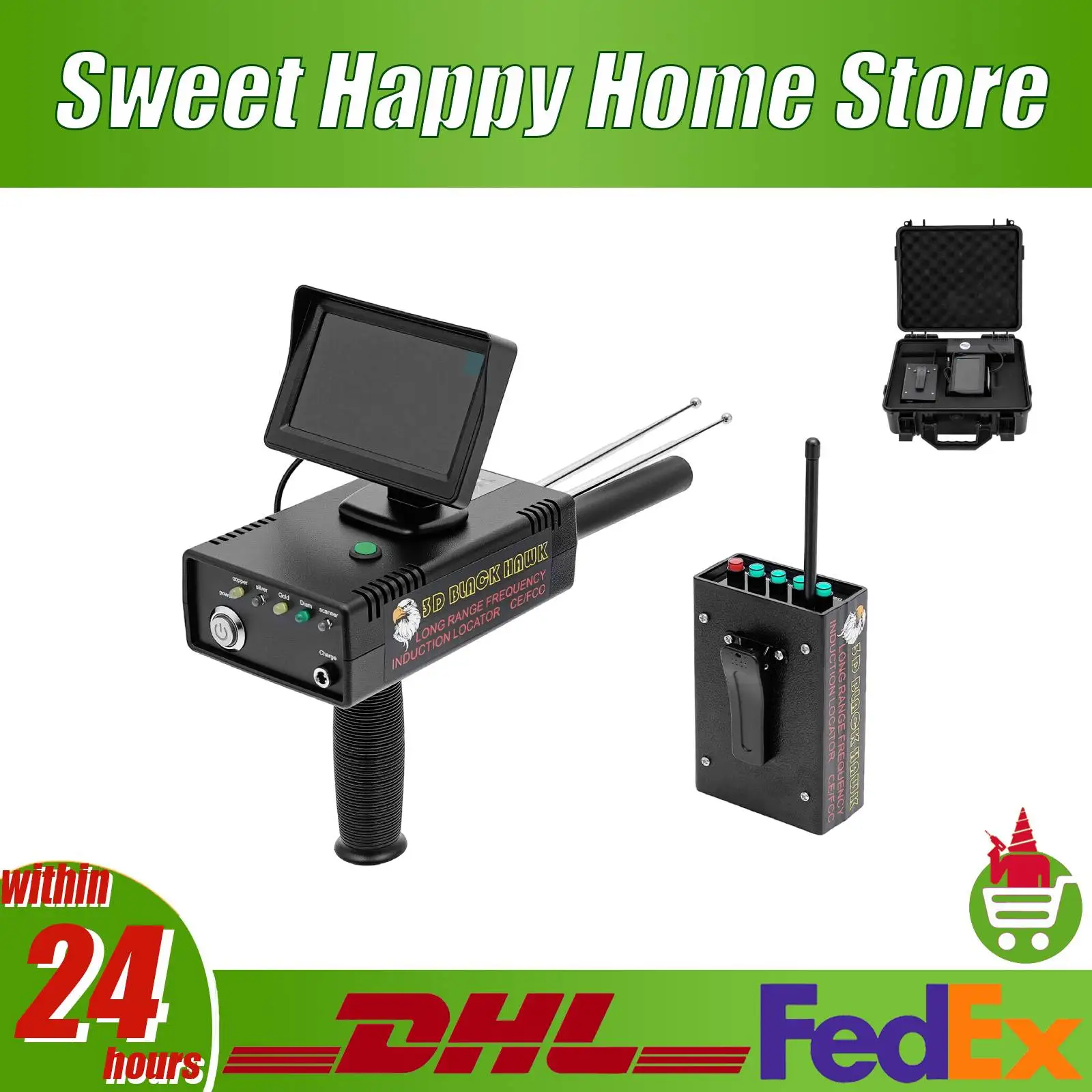 Détecteur de métaux professionnel souterrain, détecteur d'or et d'argent, plage de 3937 pieds, profondeur de 98,4 pieds avec affichage LED pour la chasse au trésor