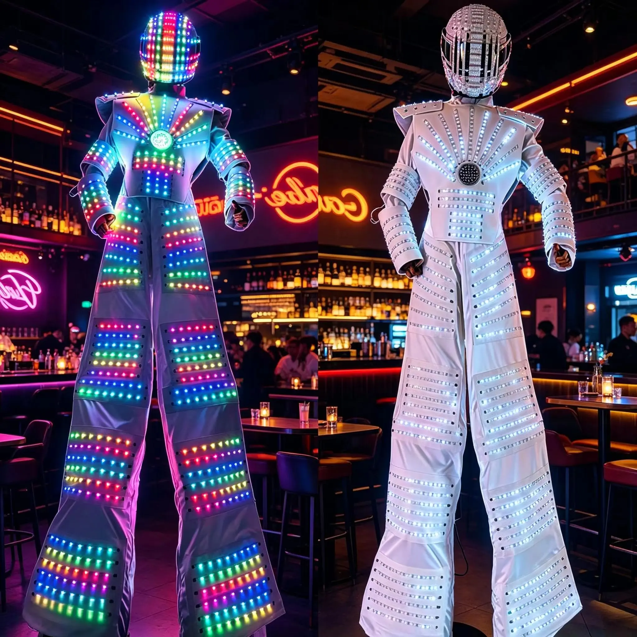LED Light up Walking Stilts Suit Remote Control Costume for Parade Christmas Show Halloween Rave Stage Event Performance