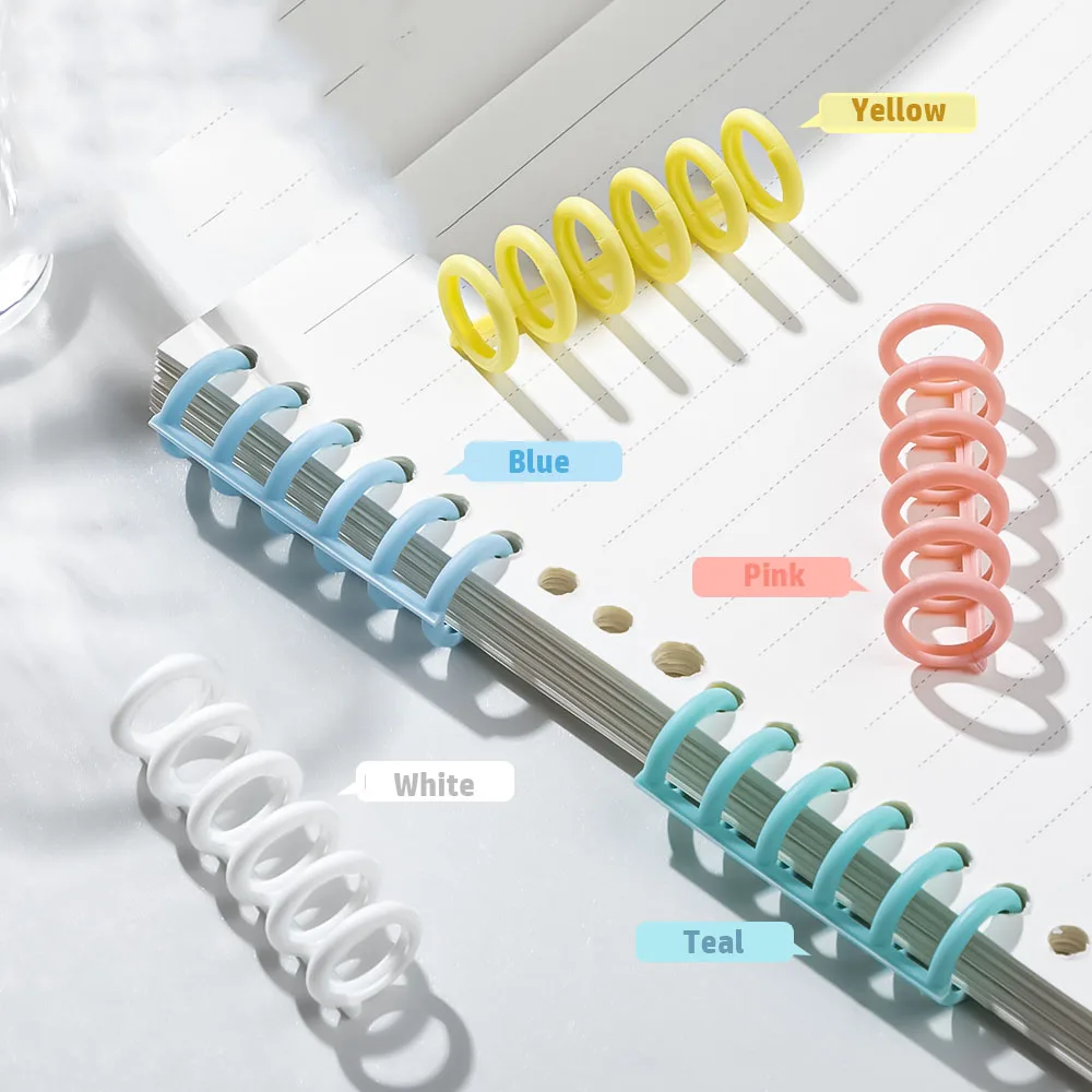 10 Stuks 6-Hole Plastic Losbladige Binding Ring Losbladige Transparante Diy Afneembare Spiraal Spoel Ring Notebook Boek Binding