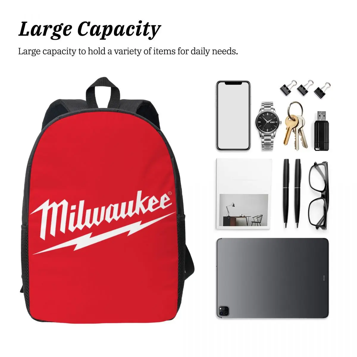 Popular W-milwaukeed Logo Backpack Backpacks Women Men Teenager Bookbag Students School Bag Travel Rucksack Shoulder Bag